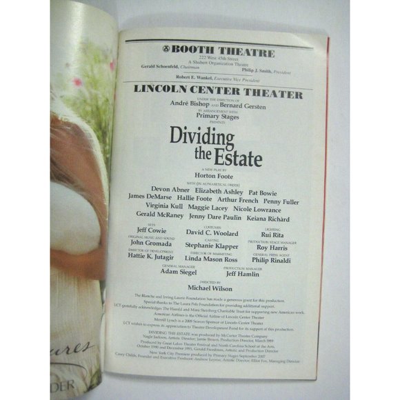 Dividing Estate Playbill November 2008 Arthur French Maggie Lacey Hallie Foote - Picture 3 of 8